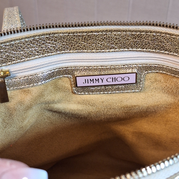 Jimmy Choo $1395 Rhea Bag Metallic Leather Tote Bag - Picture 13 of 16
